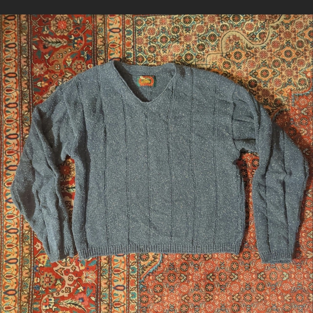 Alps (M) - Women's Blue Speckled Sweater Slightly Cropped/Short